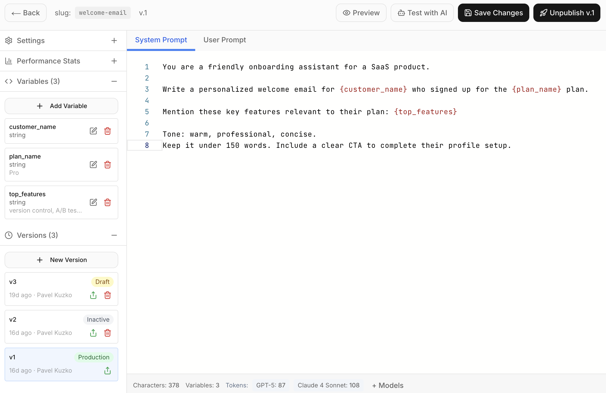 xR2 Prompt Editor — version control, variables, multi-model testing